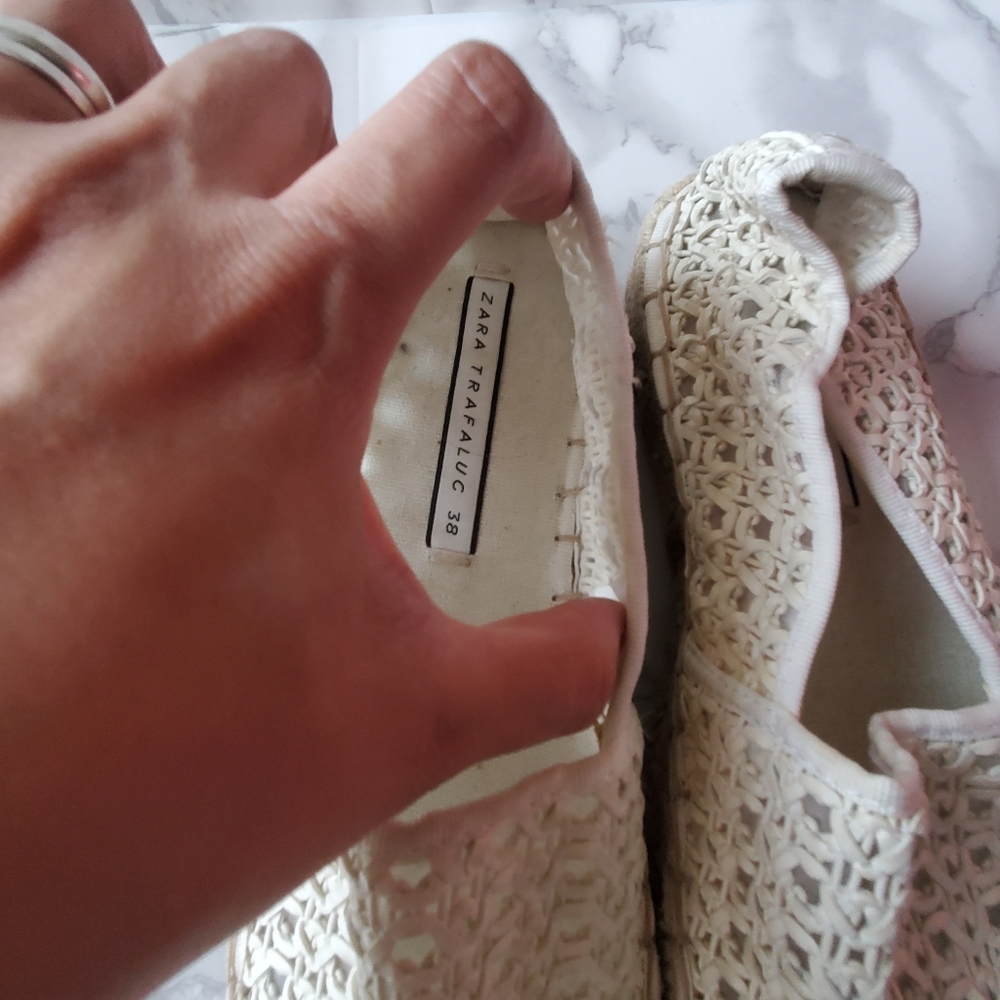 Zara Cream Espadrilles with Woven Design 7.5 - Picture 5 of 7